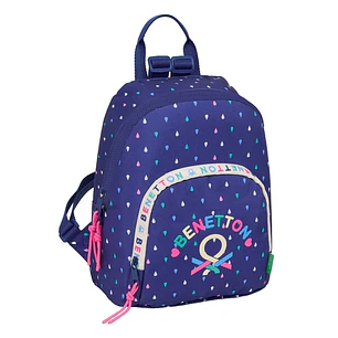Safta Benetton Drop Mini Mochila - Bolsillo Frontal - Cremallera Doble - Bolsillo Trasero con Cremallera - Hombreras Ajustables - Asa Superior - 9.75L