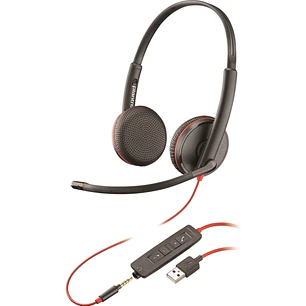 HP Poly Blackwire 3225 Auriculares con Microfono USB/Jack 3.5mm - Almohadillas Acolchadas - Controles en Cable - Color Negro