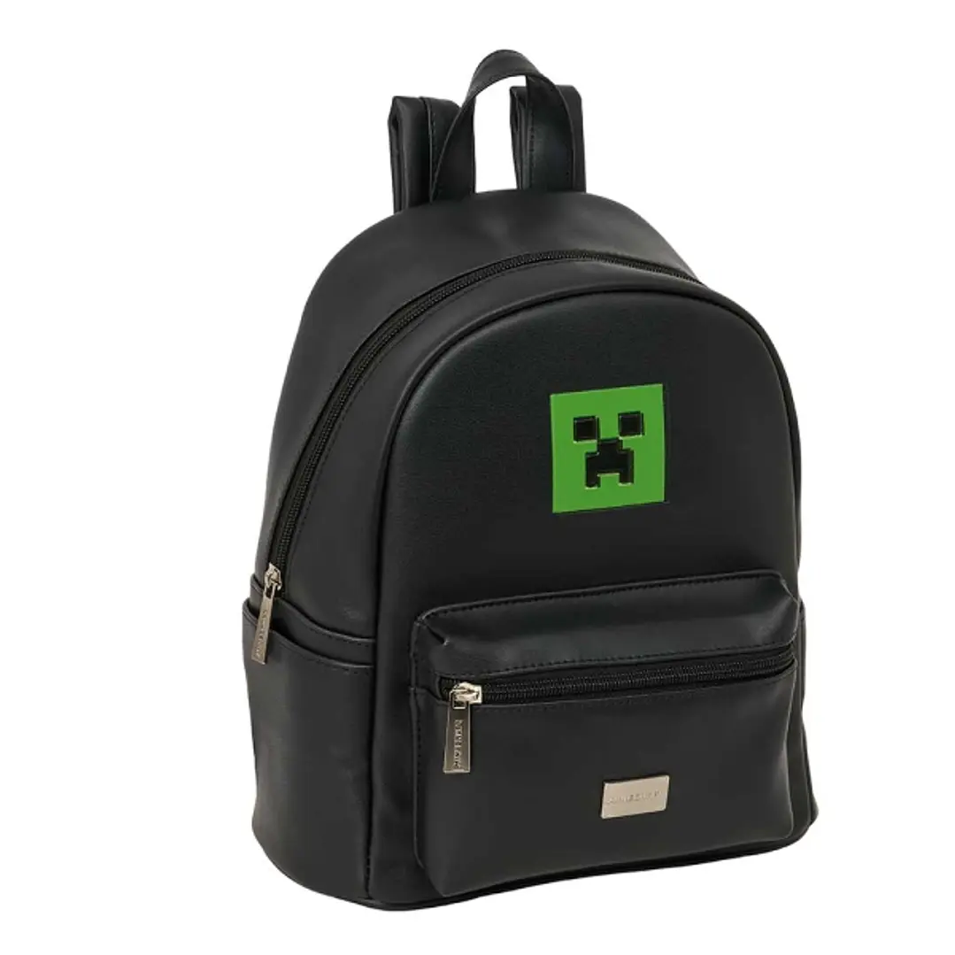 Safta Minecraft Mini Mochila - Bolsillo Frontal y Lateral - Cremallera - Hombreras Ajustables - Asa Superior - Compacta y Ligera - Ideal para Uso Diar 1