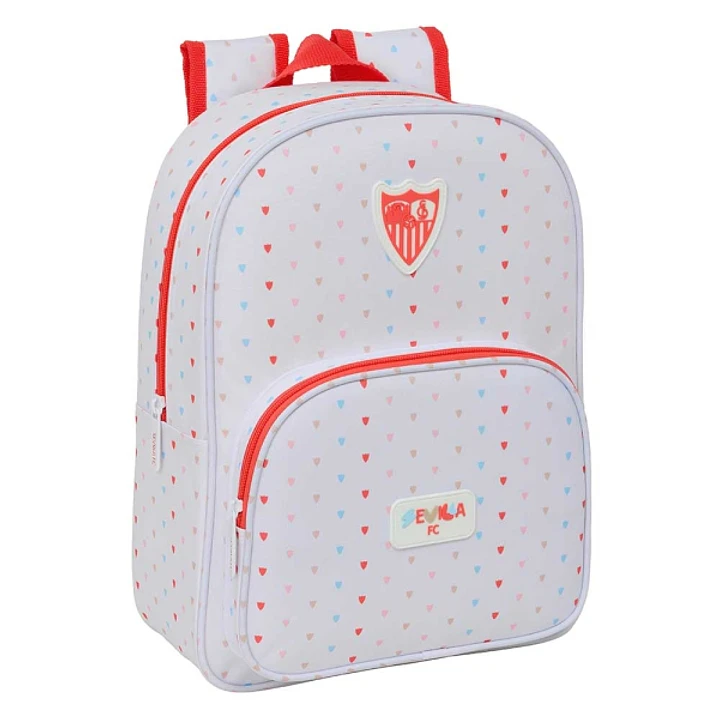 Safta Sevilla FC Preescolar Mochila Infantil - Portabotellas - Bolsillo Frontal - Adaptable a Carro - Hombreras Acolchadas - 26x34x11cm - Color Blanco 1