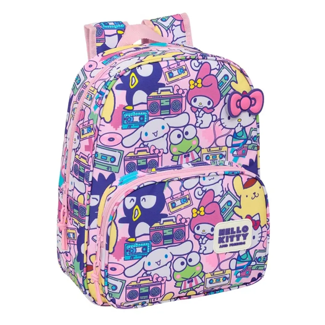 Safta Hello Kitty and Friends Mochila Infantil - Portabotellas - Bolsillo Frontal - Adaptable a Carro - Hombreras Acolchadas - 26x34x11cm - Color Rosa 1