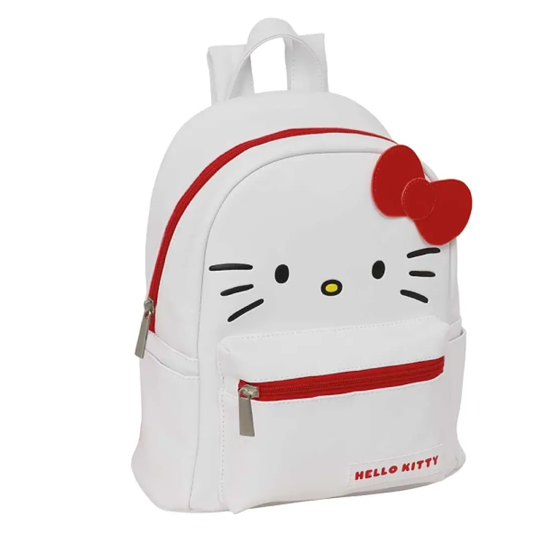 Safta Hello Kitty Mini Mochila - Bolsillo Frontal - Interior Forrado - Hombreras Ajustables - Asa Superior Comoda - Bolsillo Lateral - 240x120x280mm - 1