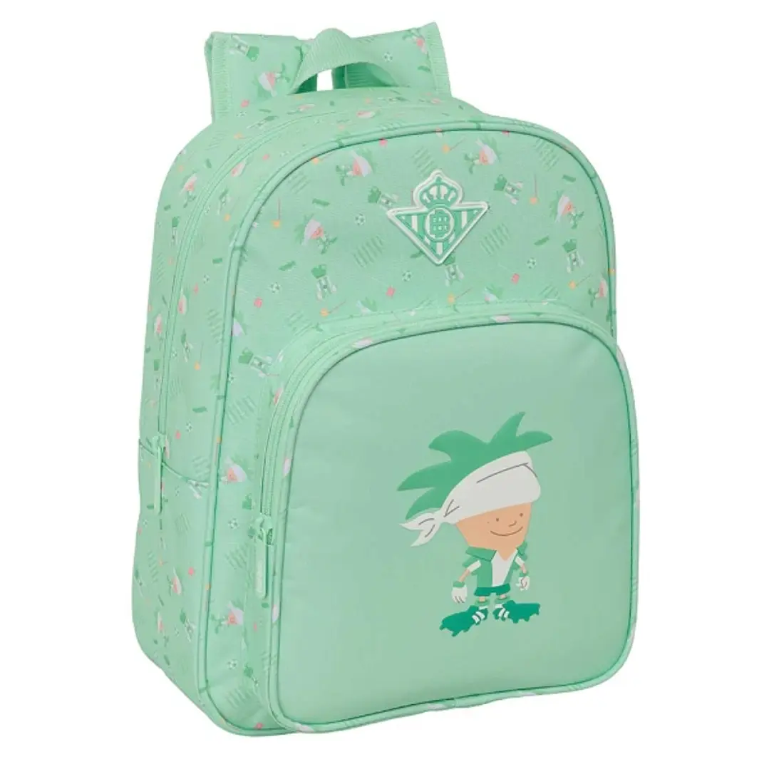 Safta Real Betis Balompie Preescolar Mochila Infantil - Portabotellas - Bolsillo Frontal - Adaptable a Carro - Hombreras Acolchadas - 26x34x11cm - Col 1