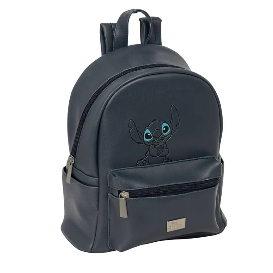 Safta Stitch Gray Mini Mochila - Bolsillo Frontal - Tirador Doble - Interior Forrado - Hombreras Ajustables - Asa Superior - 9L - 240x120x280mm - Colo 1