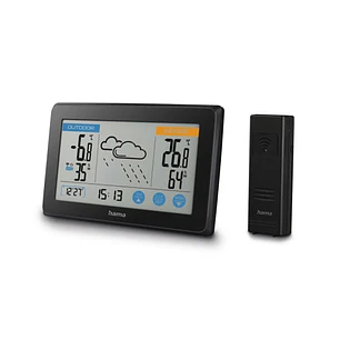 Hama Touch Estacion Meteorologica - Reloj - Prevision Meteorologica - Sensor Exterior - Radiofrecuencia - Termometro - Higrometro - 14x2x9cm - Color N