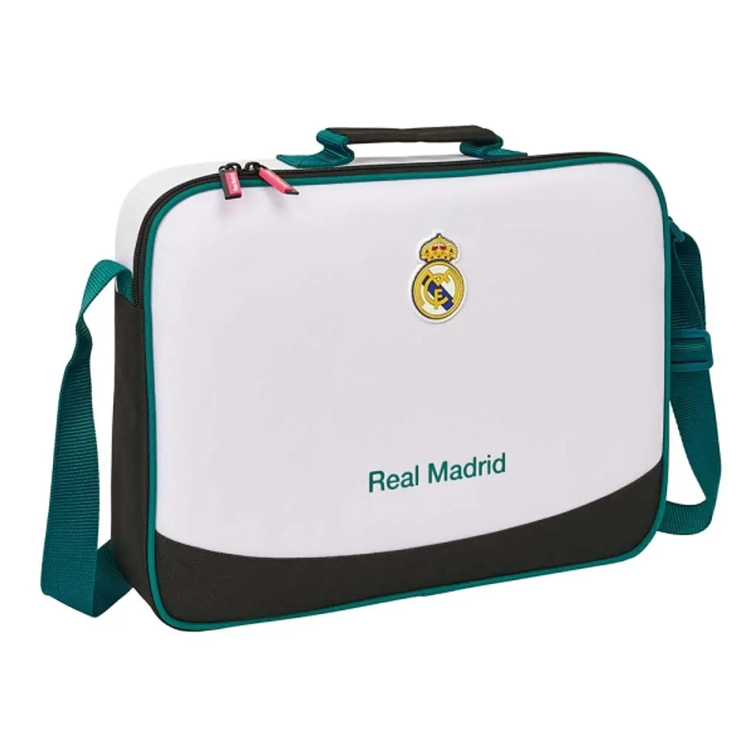 Safta Real Madrid Equipacion 26/27 Maletin con Cremallera - Bandolera Ajustable - Asa Forrada - Doble Tirador - Fondo Semirigido - 38x28x6cm - Color B 1