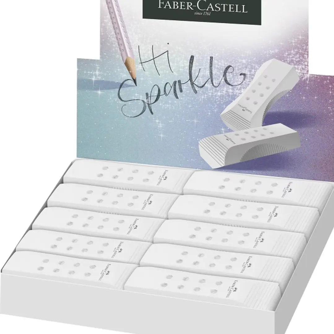 Faber-Castell Sparkle RollOn Goma de Borrar - Libre de PVC - Bajo Residuo - Color Blanco 1