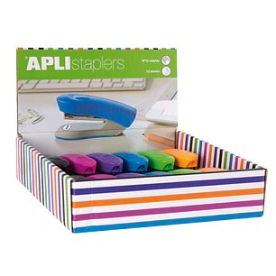 Apli Expositor de Grapadoras Home - Tamaño 92mm - Compatible con Grapas Nº10 - 12 Unidades en Colores Surtidos