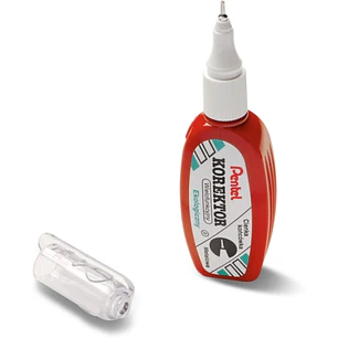 Pentel Boligrafo Corrector 4.2ml - Correccion Precisa, Limpia y Facil - Secado Rapido - Punta de Valvula Metalica - Cuerpo Color Rojo