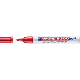 Edding 8300 Rotulador Permanente Industrial - Punta Redonda 1.5-3mm - Tinta Resistente al Desgaste, Roce y Luz - Color Rojo