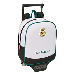 Safta Real Madrid Equipacion 26/27 Mochila con Carro - Extraible - 6L - Tarjeta de Identificacion Personal - Asa de Mano - 22x27x10cm - Color Blanco y