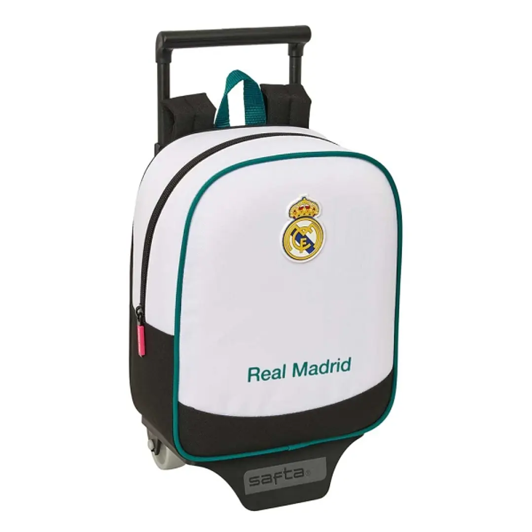 Safta Real Madrid Equipacion 26/27 Mochila con Carro - Extraible - 6L - Tarjeta de Identificacion Personal - Asa de Mano - 22x27x10cm - Color Blanco y 1