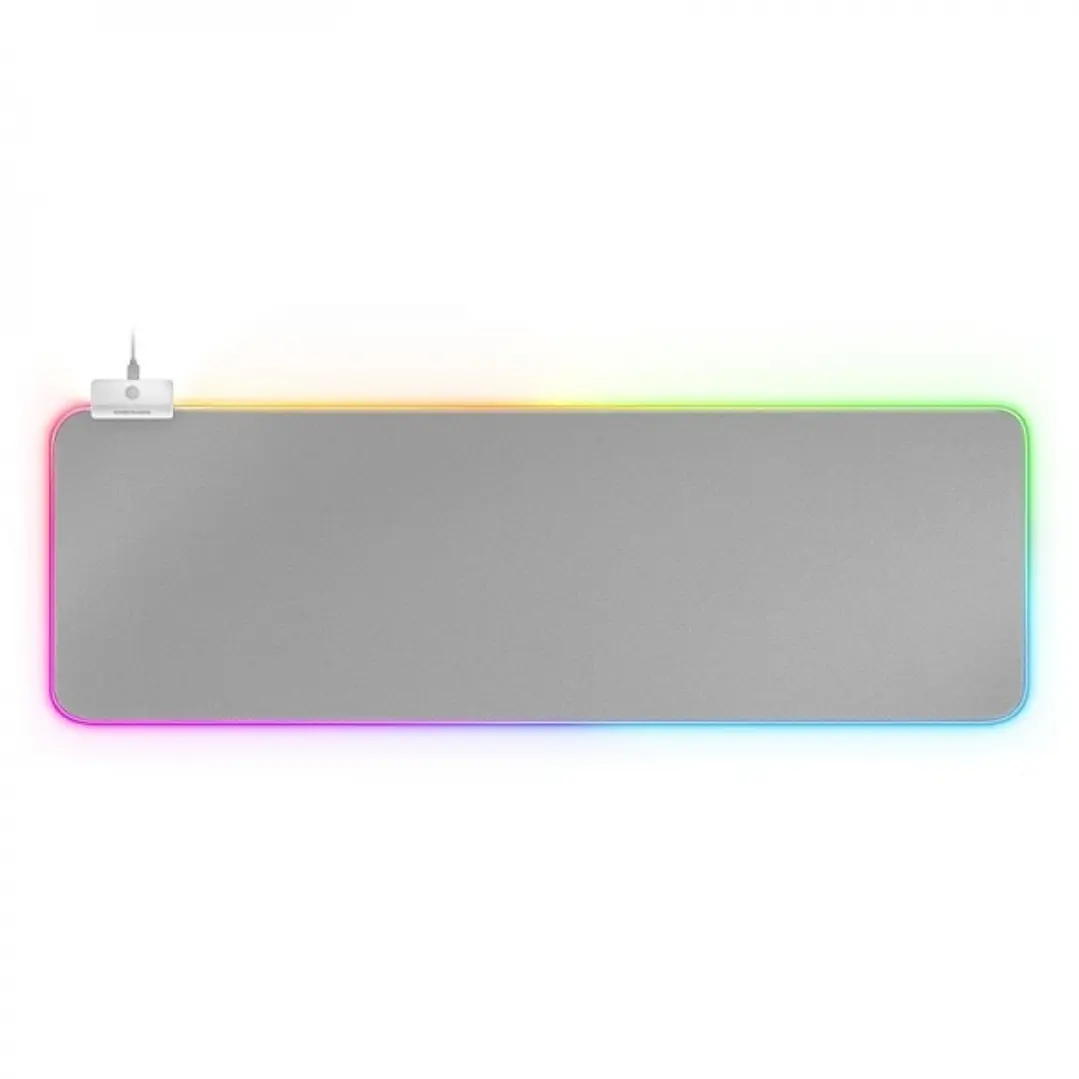 Mars Gaming MMPRGB2 Alfombrilla XXL - Superficie Nanotextil - Iluminacion RGB 12 Modos - HUB 2 Puertos USB - Bordes Reforzados Nylon - Color Blanco 1
