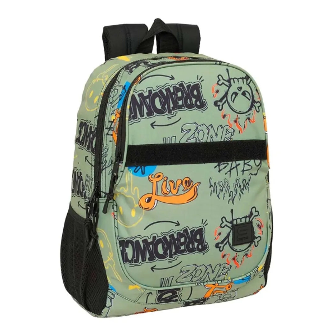 Safta Graffiti Zone Mochila Adaptable a Carro - Portabotellas - Dos Compartimentos Grandes - Tirador Doble - Hombreras Ergonomicas y Acolchadas - Asa  1