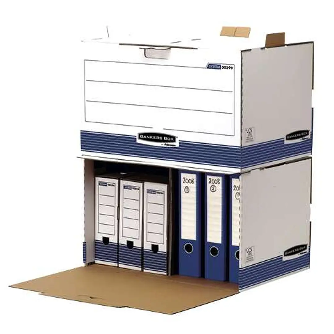Fellowes Bankers Box Contenedor de Archivos - Acceso Frontal - Montaje Manual - Carton Reciclado Certificacion FSC 1