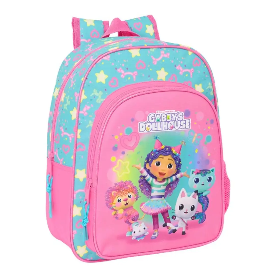 Safta Gabby's Dollhouse Confetti Mochila Infantil - Adaptable a Carro - Portabotellas - Hombreras Ergonomicas - Bolsillo Frontal - 10L - 260x110x340mm 1