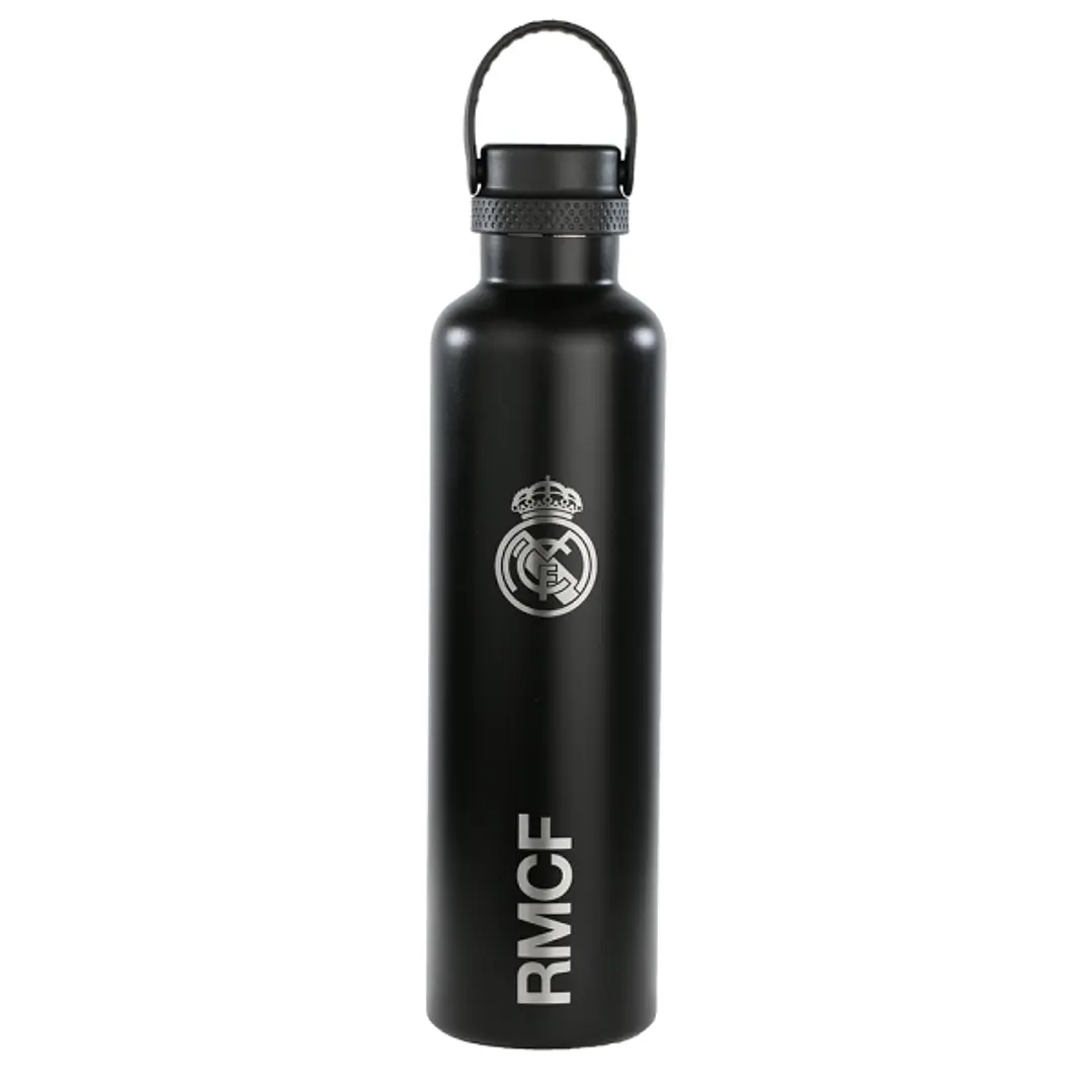 Safta Real Madrid Botella Reutilizable 1L - Doble Pared - Base de Silicona - Acero Inoxidable - Tapon a Rosca con Asa - 12H Caliente / 24H Frio - 31.5 1