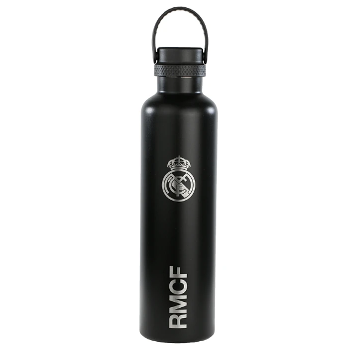 Safta Real Madrid Botella Reutilizable 1L - Doble Pared - Base de Silicona - Acero Inoxidable - Tapon a Rosca con Asa - 12H Caliente / 24H Frio - 31.5 1