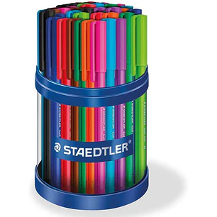 Staedtler Ball 432 Expositor de 50 Boligrafos de Bola - Trazo de 0.5mm - Escritura Suave - Colores Surtidos