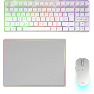 Mars Gaming MCPWTKL Combo Pack Gaming 3en1 - Teclado Hibrido H-Mech Formato TKL - Disposicion Italiana QWERTY IT - Raton 3200dpi - Switches HUANO - Co