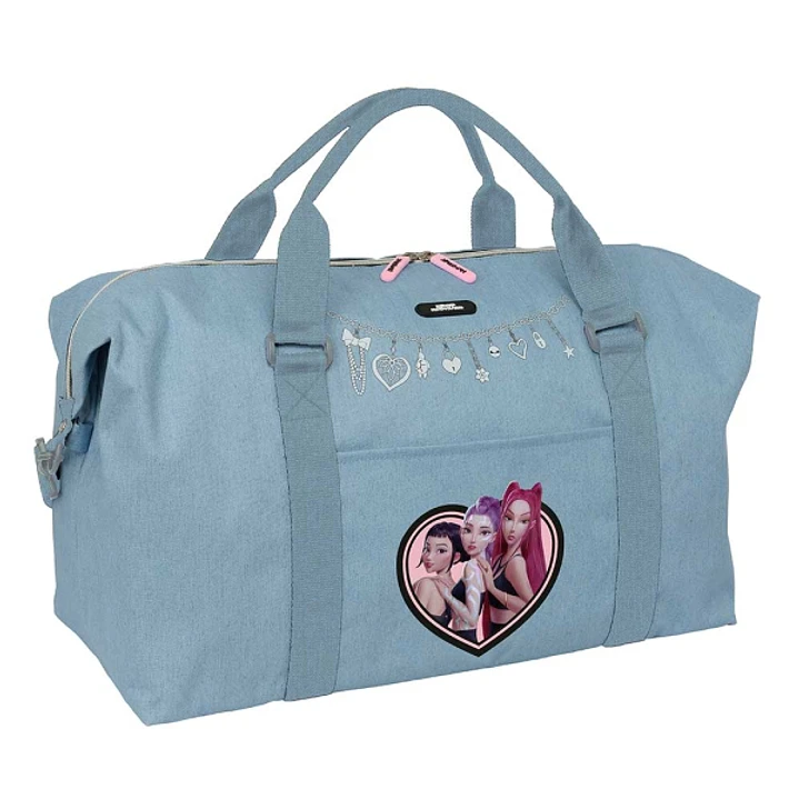 Safta K-Pop Demon Hunters Huntr/X Bolsa de Fin de Semana - Bandolera Ajustable - Bolsillo Frontal - Cremallera Bidireccional - Asas de Mano - 50x29x22 1