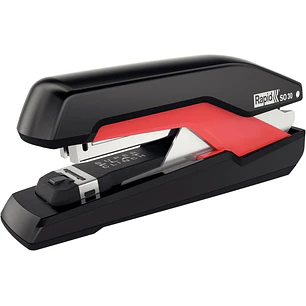 Rapid Supreme Omnipress SO30 Grapadora de Sobremesa - Hasta 30 Hojas - Grapado sin Esfuerzo - Color Negro/Rojo