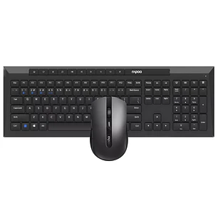 Rapoo 8210M Pack Teclado + Raton Inalambricos - Bluetooth y 2.4GHz -  Raton 1600 DPI - Autonomia hasta 12 Meses - Color Negro