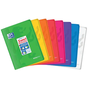 Oxford Easybook A4 Libreta Grapada - Tapa de Plastico Resistente - Cuadricula 5x5 con 2 Margenes - 48 Hojas de Papel de Alta Calidad - Colores Surtido