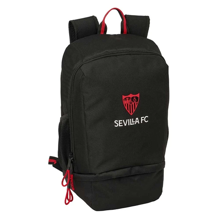 Safta Sevilla FC Mochila Zapatillero - Cremallera con Doble Tirador - Bolsillo Interior - Portabotellas - Asa de Mano - 28x51x19cm - Color Negro 1