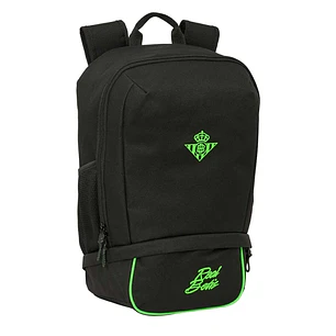 Safta Real Betis Balompie Mochila Zapatillero - Cremallera con Doble Tirador - Bolsillo Interior - Portabotellas - Asa de Mano - 28x51x19cm - Color Ne