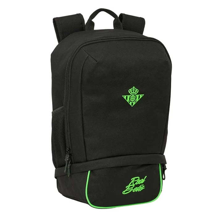 Safta Real Betis Balompie Mochila Zapatillero - Cremallera con Doble Tirador - Bolsillo Interior - Portabotellas - Asa de Mano - 28x51x19cm - Color Ne 1
