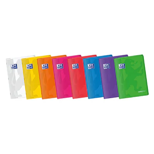 Oxford Easybook A4 Libreta Grapada - Tapa de Plastico Resistente - 48 Hojas con Margen - Cuadricula 4x4 - Colores Surtidos