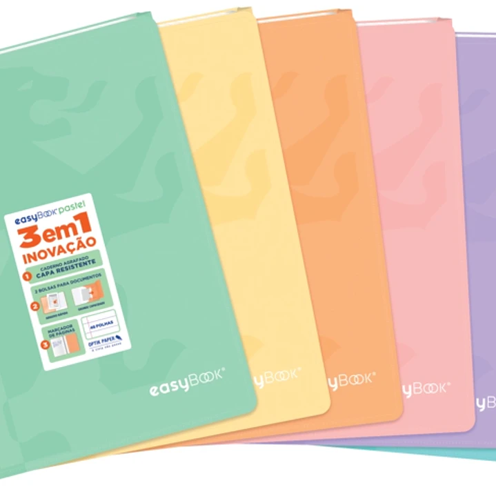 Oxford Easybook A4 Libreta Grapada - Tapa de Plastico Resistente - 1 Linea con 2 Margenes - 48 Hojas de Papel Pastel 1