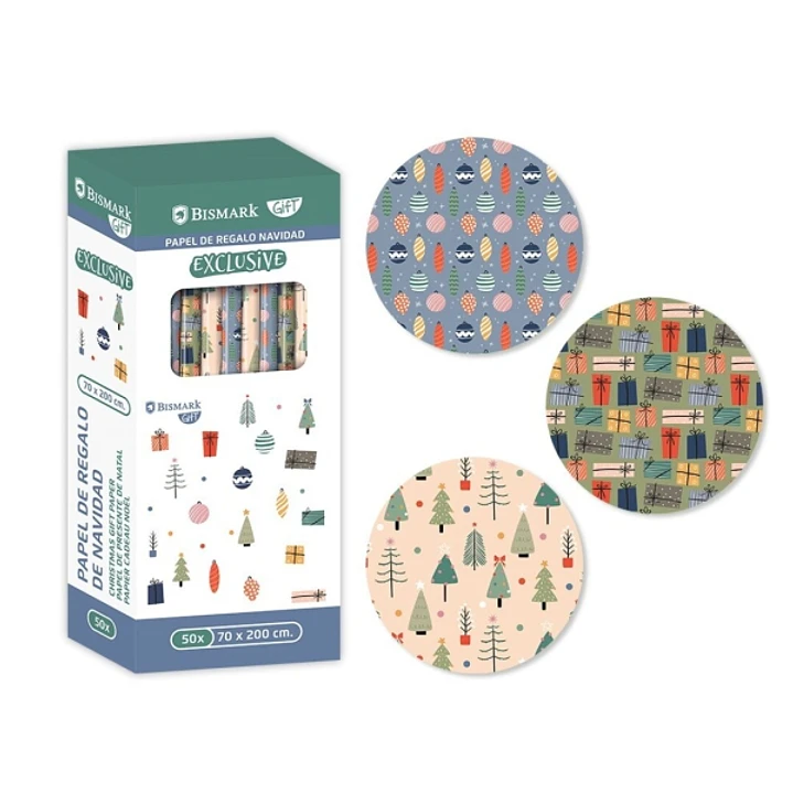 Bismark Navidad Exclusive Rollo de Papel Regalo - Medidas 70cmx200cm - 3 Diseños Diferentes 1