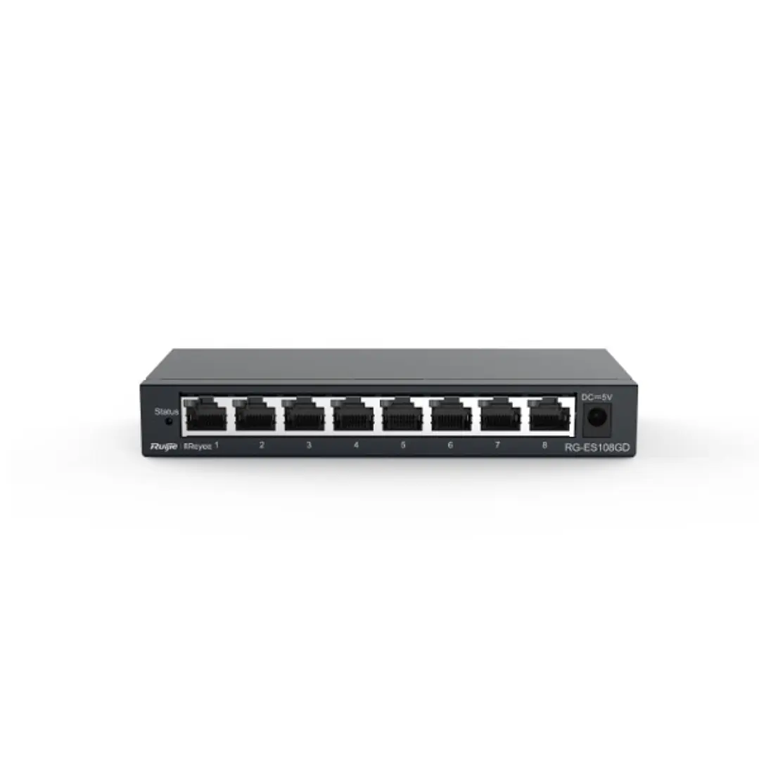 Ruijie RG-ES108GD Switch No Gestionado - 8 Puertos - Velocidad hasta 1Gbps - Carcasa de Acero - Color Negro 1