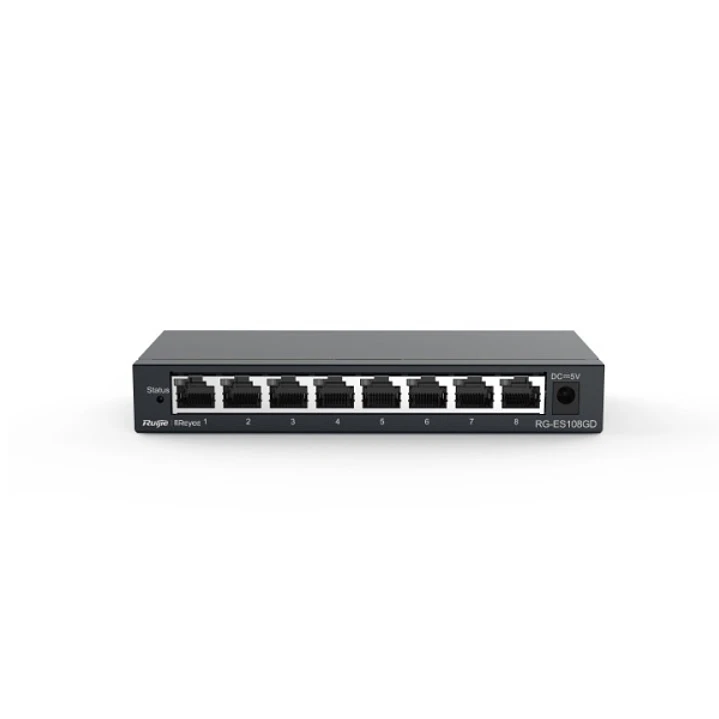 Ruijie RG-ES108GD Switch No Gestionado - 8 Puertos - Velocidad hasta 1Gbps - Carcasa de Acero - Color Negro 1