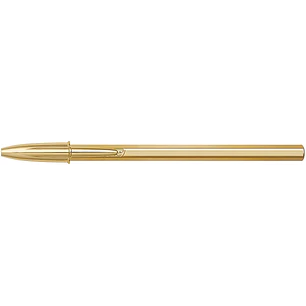 Bic Cristal Shine Boligrafo de Bola - Punta Media de 1.0mm - Tinta con Base de Aceite - Elegante Cuerpo Dorado - Color Azul