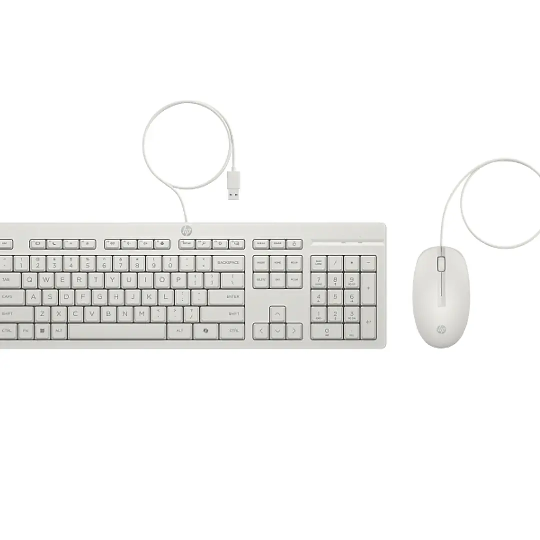 HP 225 Combo Teclado y Raton USB G2 - Tecla Copilot - Patas Ajustables - Raton Optico 1200 DPI - Plug & Play - Facil de Limpiar - Fabricado con Materi 1