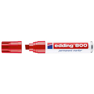 Edding 800 Rotulador Permanente - Punta Biselada - Trazo entre 4 y 12 mm. - Recargable - Secado Instantaneo - Color Rojo