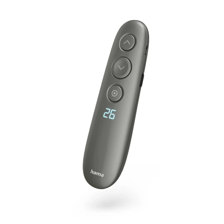 Hama Spot Pointer V2 Presentador de Diapositivas - Puntero Laser Rojo - Pantalla Digital - Recargable - Autonomia de 3 Meses - Alcance 20m - USB-A con 1