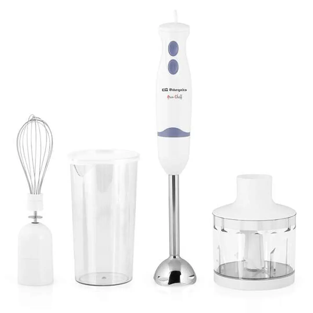 Orbegozo BT 1320 Batidora-Picadora Versatil - Potente Motor 400W - Hoja de Acero Inoxidable - Mango Ergonomico - Vaso Mezclador 600ml - Picador Univer 1