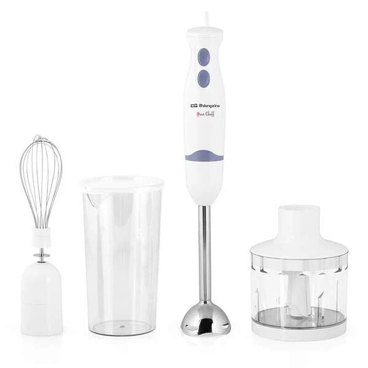 Orbegozo BT 1320 Batidora-Picadora Versatil - Potente Motor 400W - Hoja de Acero Inoxidable - Mango Ergonomico - Vaso Mezclador 600ml - Picador Univer 1