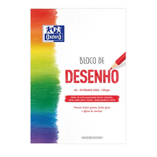 Oxford Dibujo Escolar Bloc Encolado A3 - Tapa Blanda/Contratapa Rigida - 24 Hojas 120gr - Papel Liso