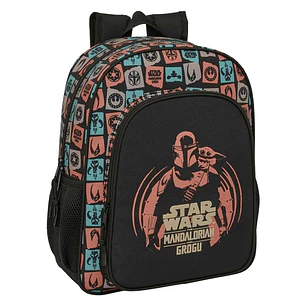 Safta Mandalorian and Grogu Mochila - 15L - Adaptable a Carro - Bolsillo Frontal - Portabotellas - Cremallera con Doble Tirador - Asa de Mano - Hombre