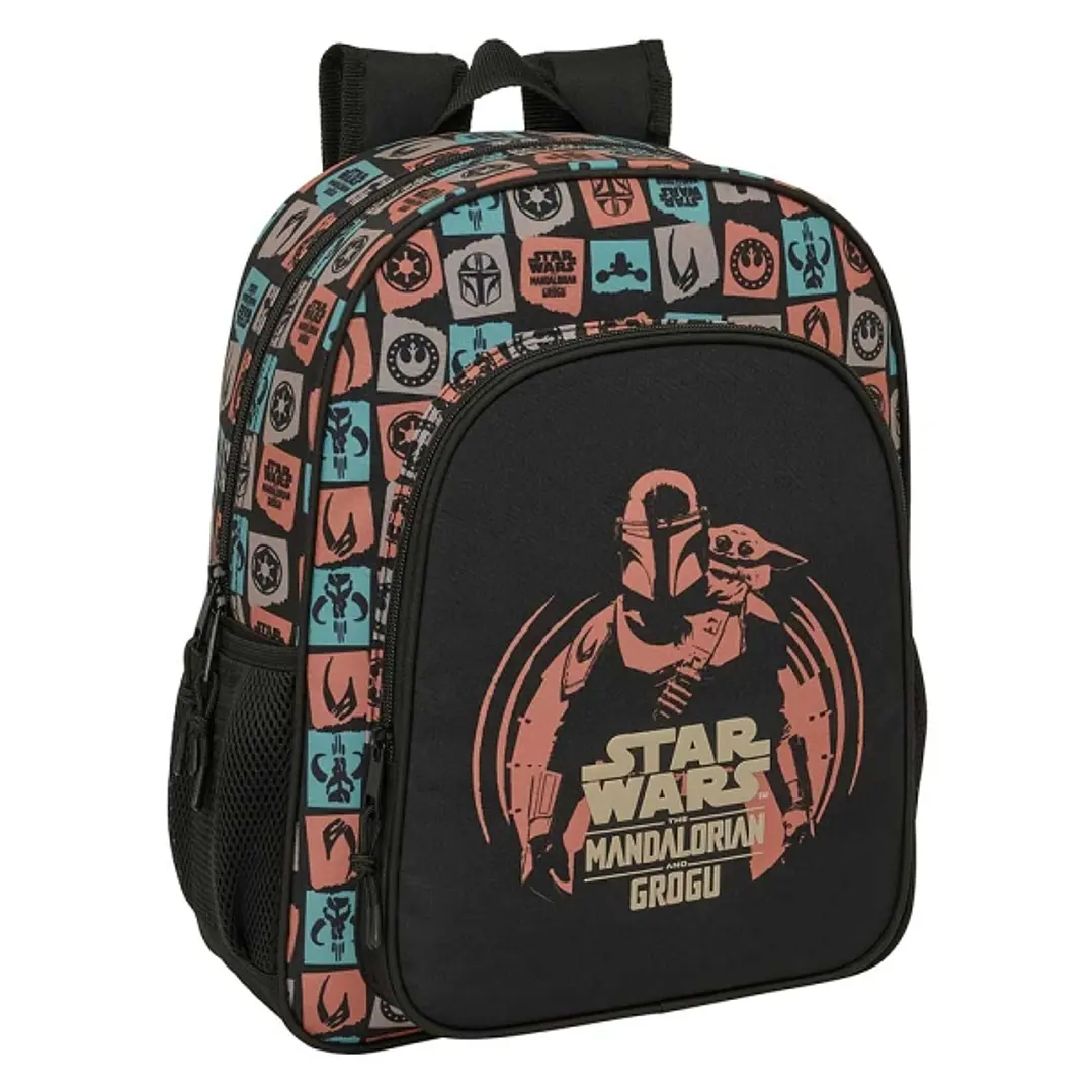 Safta Mandalorian and Grogu Mochila - 15L - Adaptable a Carro - Bolsillo Frontal - Portabotellas - Cremallera con Doble Tirador - Asa de Mano - Hombre 1