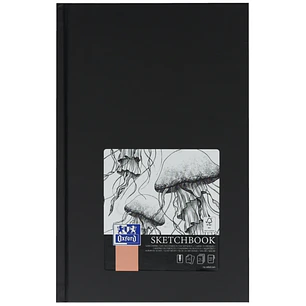 Oxford Artbooks A5 Tapa Extradura Cuaderno Cosido Esbozo - Tamaño A5 - Tapa Dura - Cuaderno Cosido - 96 Hojas de 100gr - Color Negro