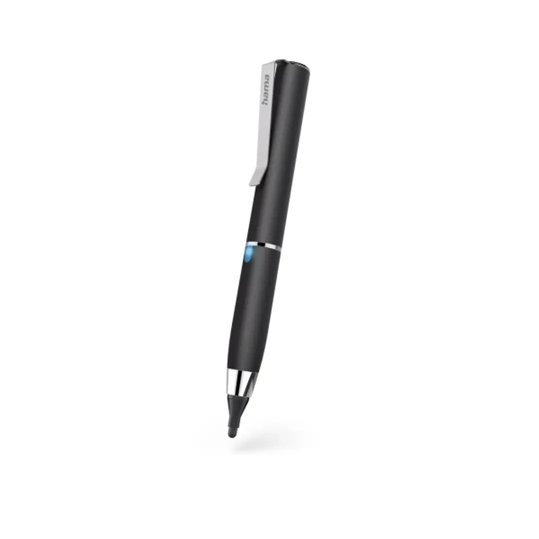 Hama Active Fineline Lapiz Optico para Tablet - Punta Fina de 2.5mm - Cuerpo de Aluminio - Longitud de 116mm - Clip Integrado - Color Negro 1