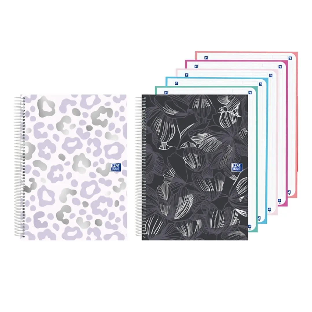 Oxford Cuaderno de Espiral - Formato A4+ - 120 Hojas - Cuadricula 5x5mm - Tapa Extradura - Digitalizacion de Textos con App - Colores Surtidos 1