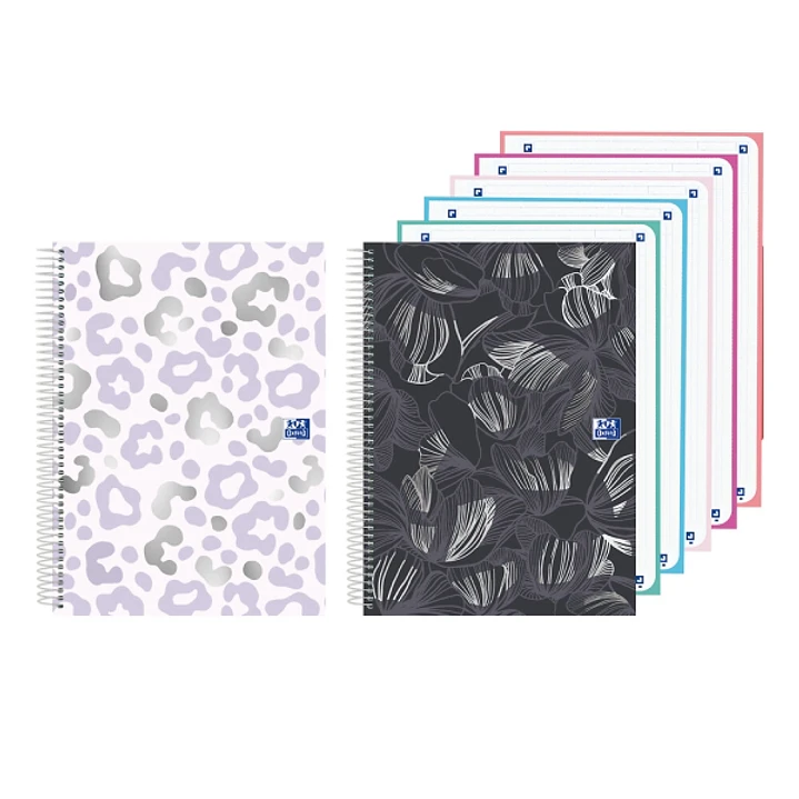 Oxford Cuaderno de Espiral - Formato A4+ - 120 Hojas - Cuadricula 5x5mm - Tapa Extradura - Digitalizacion de Textos con App - Colores Surtidos 1