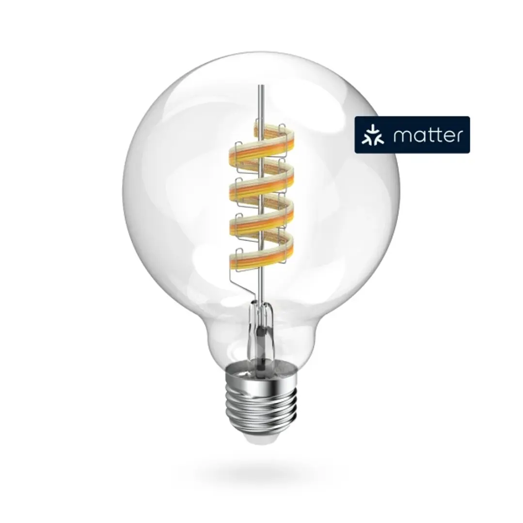 Hama Bombilla LED E27 Inteligente - Potencia 4.9W - RGBW - WiFi - Compatible con Asistente de Voz - Control con App - Estilo Retro - Filamento G95 - F 1